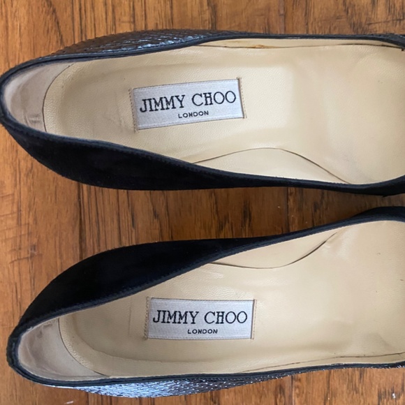 Jimmy Choo Adina suede and snakeskin heels, Black, Size EU 37.5/US 7.5 - Picture 5 of 7